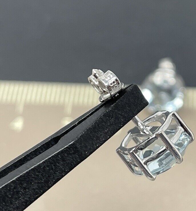 Goldene Ohrringe Stecker 14K/585 ca. 3,2 Ct Aquamarin Blaue Edelsteine No.32 verkauft