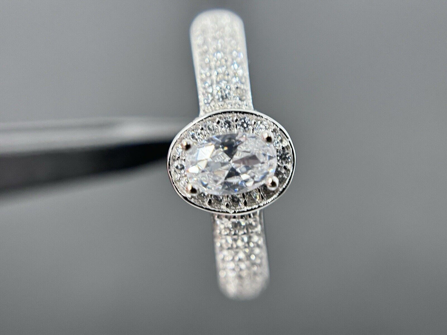 Silber Ring Oval Silber 925er Entourage Halo Kanal