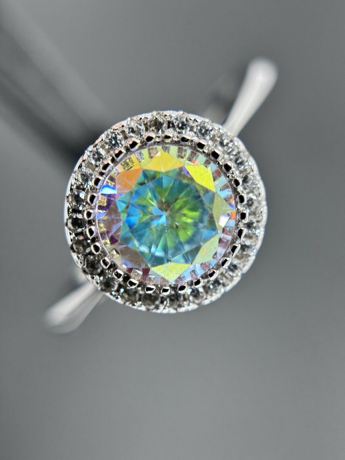Ring Brillantschliff Silber 925er Entourage Spektralfarben