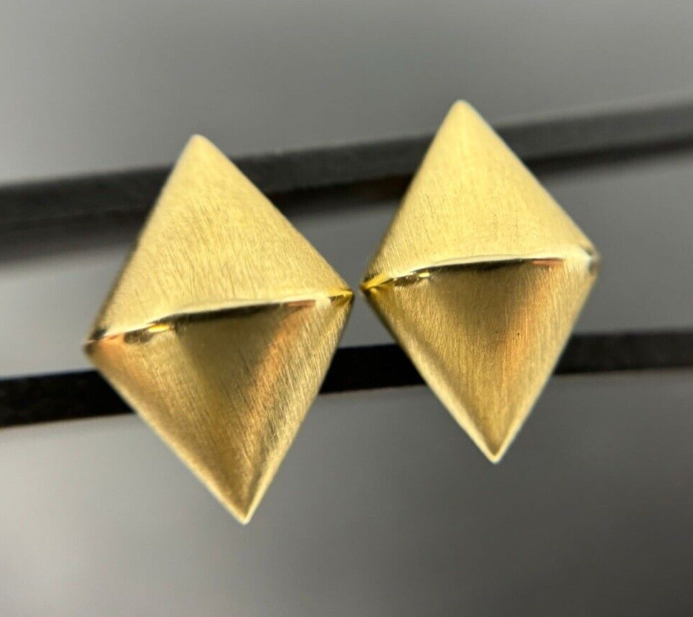 Ohrringe Ohrstecker Gold 14K/585 goldene Raute 1,5cm matt gebürstet No.U