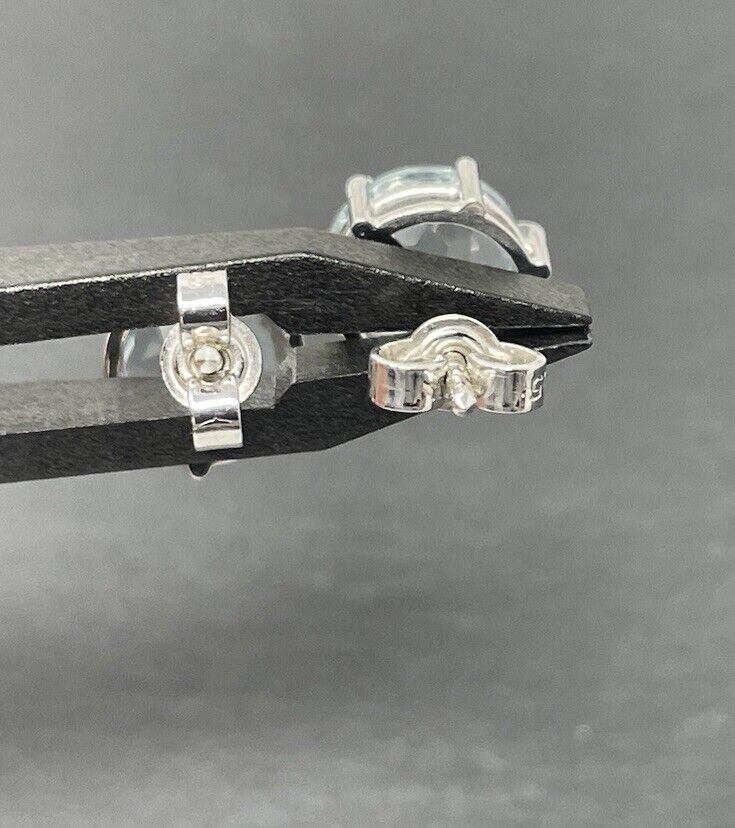 Goldene Ohrringe Stecker 14K/585 ca. 3,2 Ct Aquamarin Blaue Edelsteine No.32 verkauft