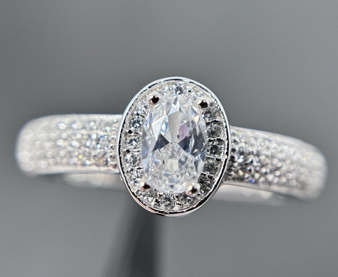 Silber Ring Oval Silber 925er Entourage Halo Kanal