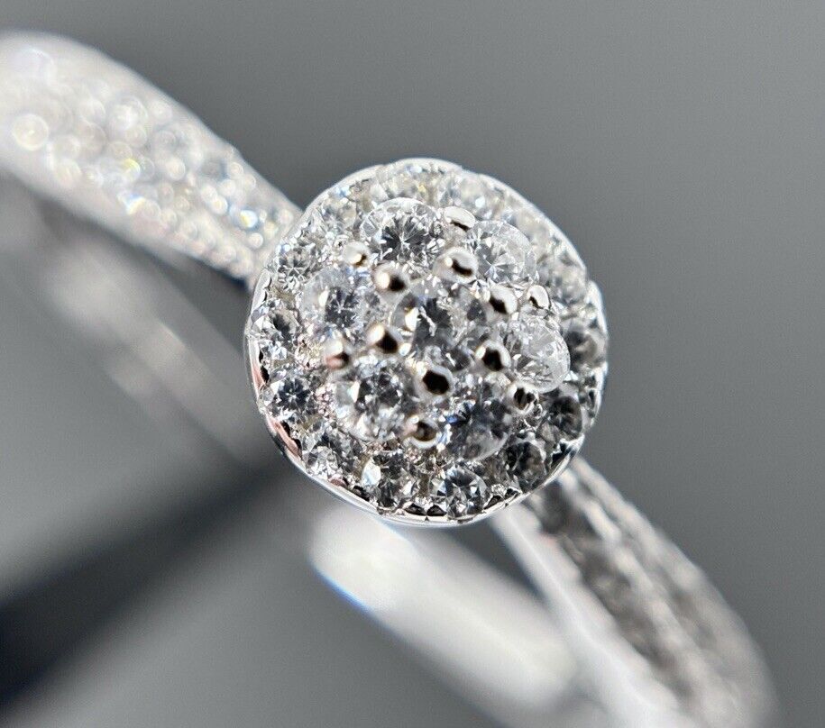 Ring Weiß Brillantschliff Silber 925er Steine auf der Schiene Vintage Look