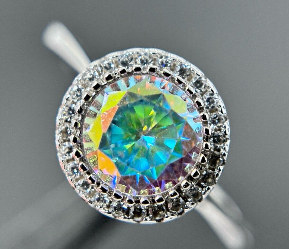 Ring Brillantschliff Silber 925er Entourage Spektralfarben