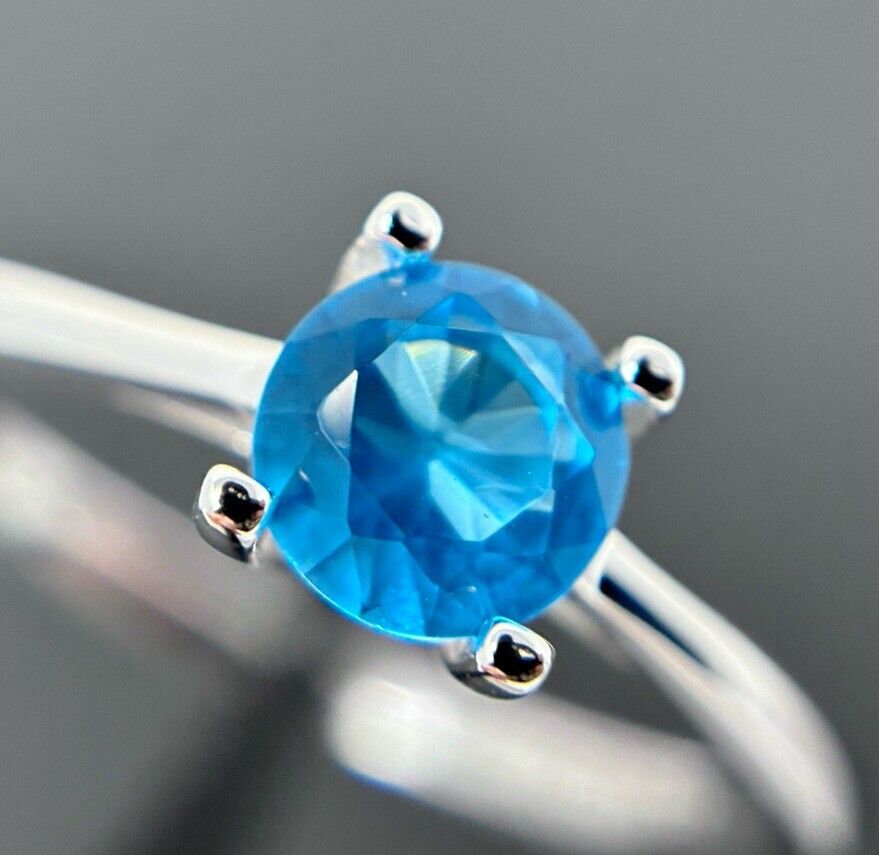 Ring Farbe wie Blautopas Silber 925er Brillantschliff Solitärring