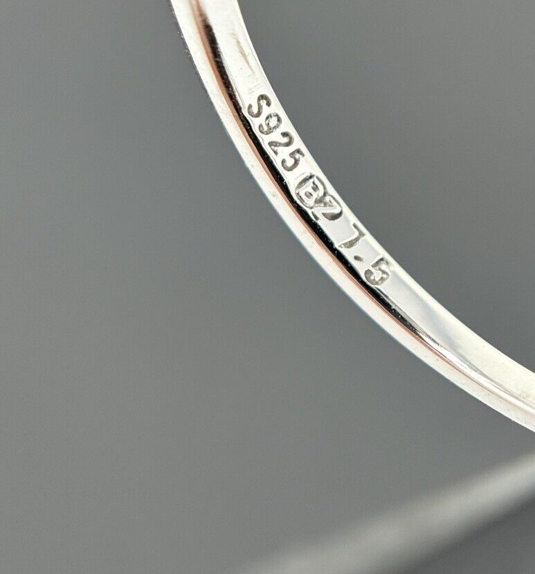 Silberring 925er Herzring Brillantschliff Weiß rhodiniert polierter Finish