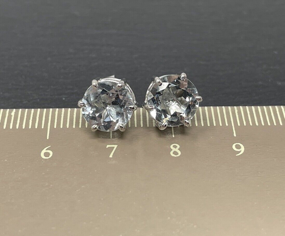Goldene Ohrringe Stecker 14K/585 ca. 3,2 Ct Aquamarin Blaue Edelsteine No.32 verkauft