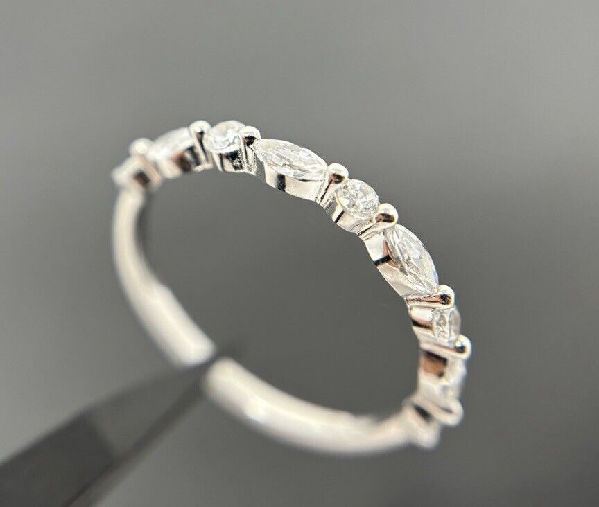 Silberring 925er Navetteschliff Weiß Memory Ring Zirkonia