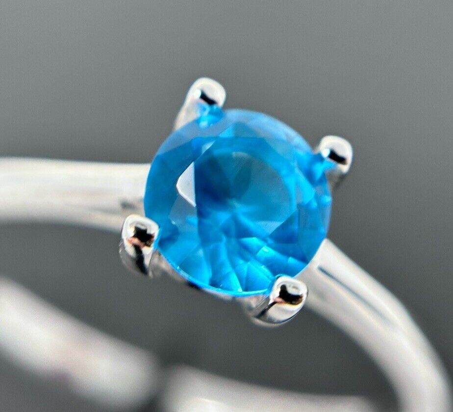 Ring Farbe wie Blautopas Silber 925er Brillantschliff Solitärring