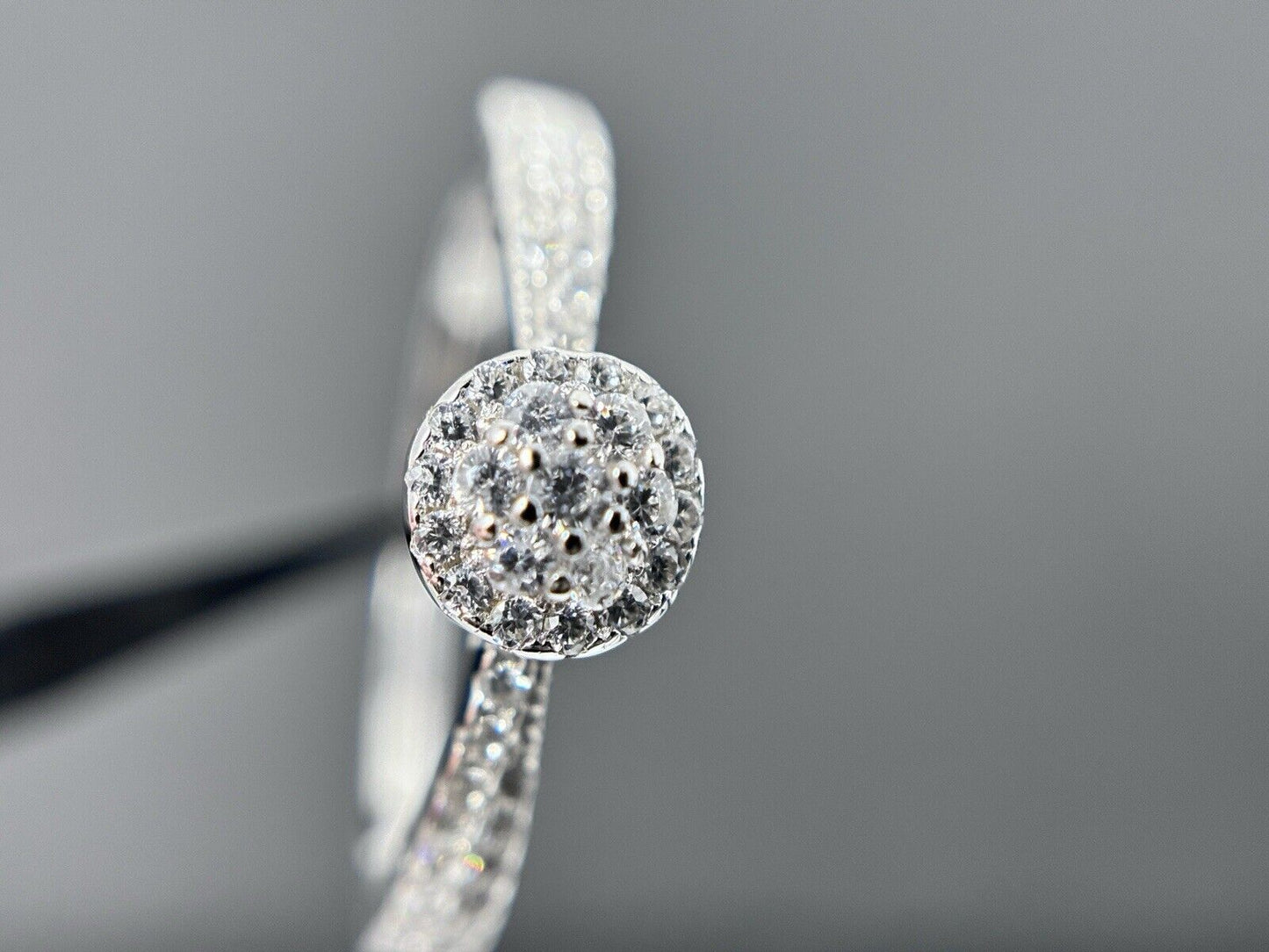 Ring Weiß Brillantschliff Silber 925er Steine auf der Schiene Vintage Look