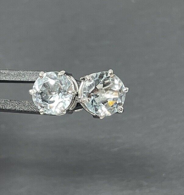 Goldene Ohrringe Stecker 14K/585 ca. 3,2 Ct Aquamarin Blaue Edelsteine No.32 verkauft