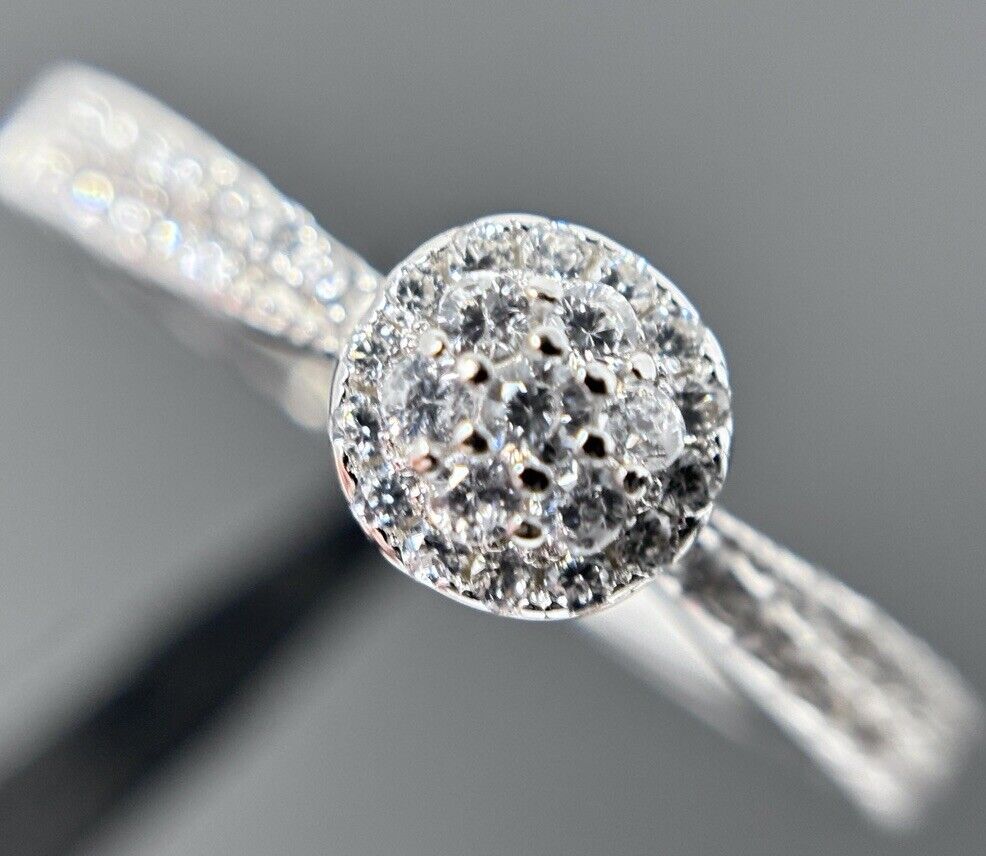 Ring Weiß Brillantschliff Silber 925er Steine auf der Schiene Vintage Look