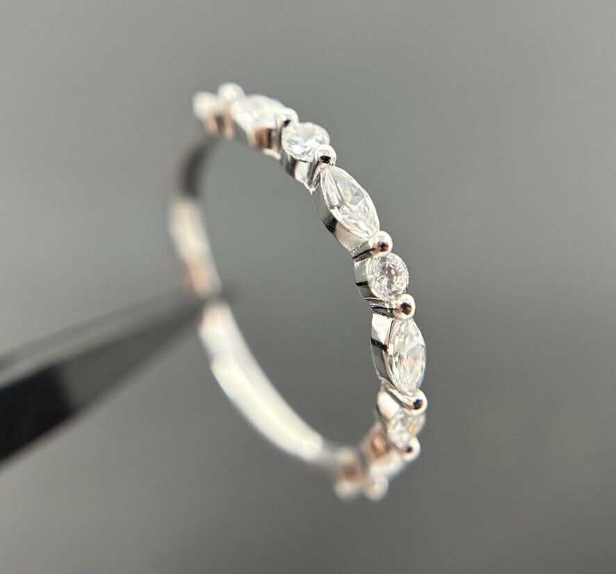 Silberring 925er Navetteschliff Weiß Memory Ring Zirkonia
