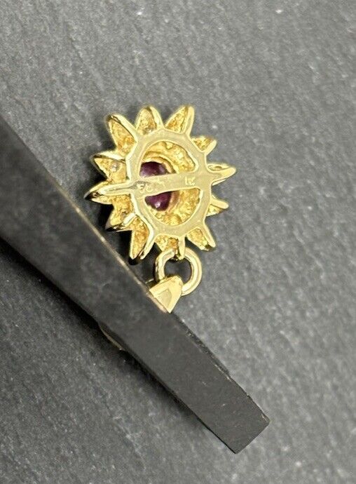 Gold Anhänger 14K/585 Gelbgold Rubin ca. 0,2ct mit Diamanten Stern/Blume No.135