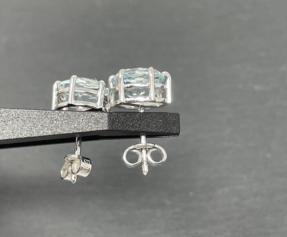 Goldene Ohrringe Stecker 14K/585 ca. 3,2 Ct Aquamarin Blaue Edelsteine No.32 verkauft