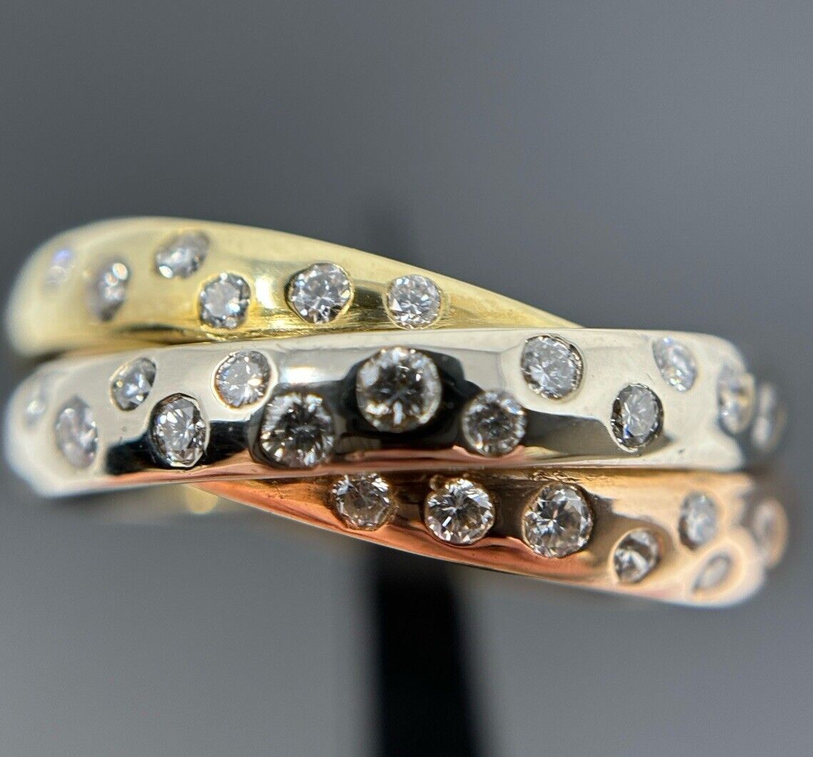 Gold Ring Trinity 26 Diamanten Ca.0,45ct Brillanten 14K/585 7mm Gr.56 N83