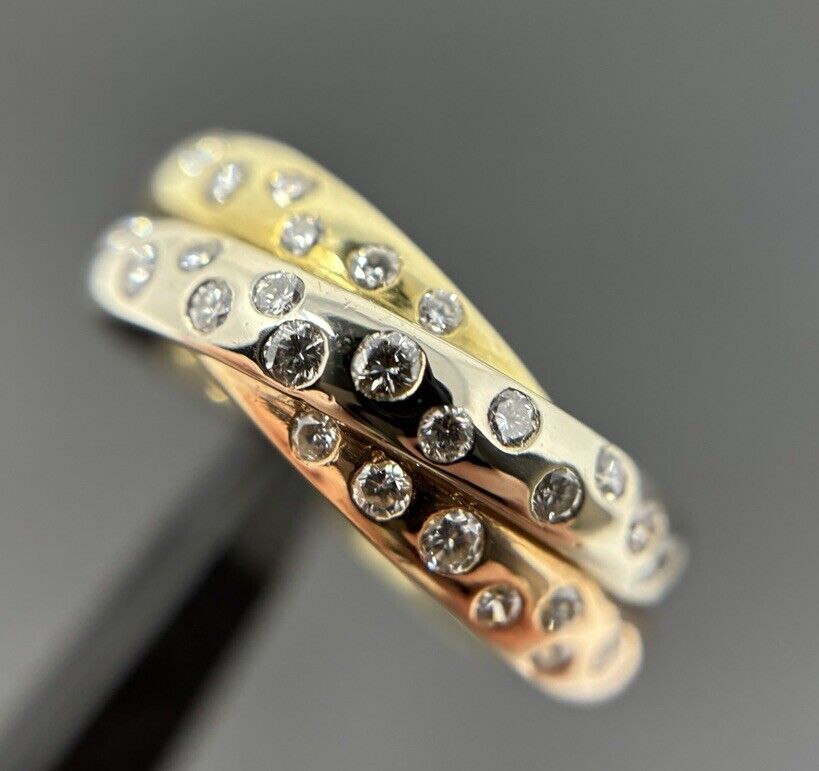 Gold Ring Trinity 26 Diamanten Ca.0,45ct Brillanten 14K/585 7mm Gr.56 N83
