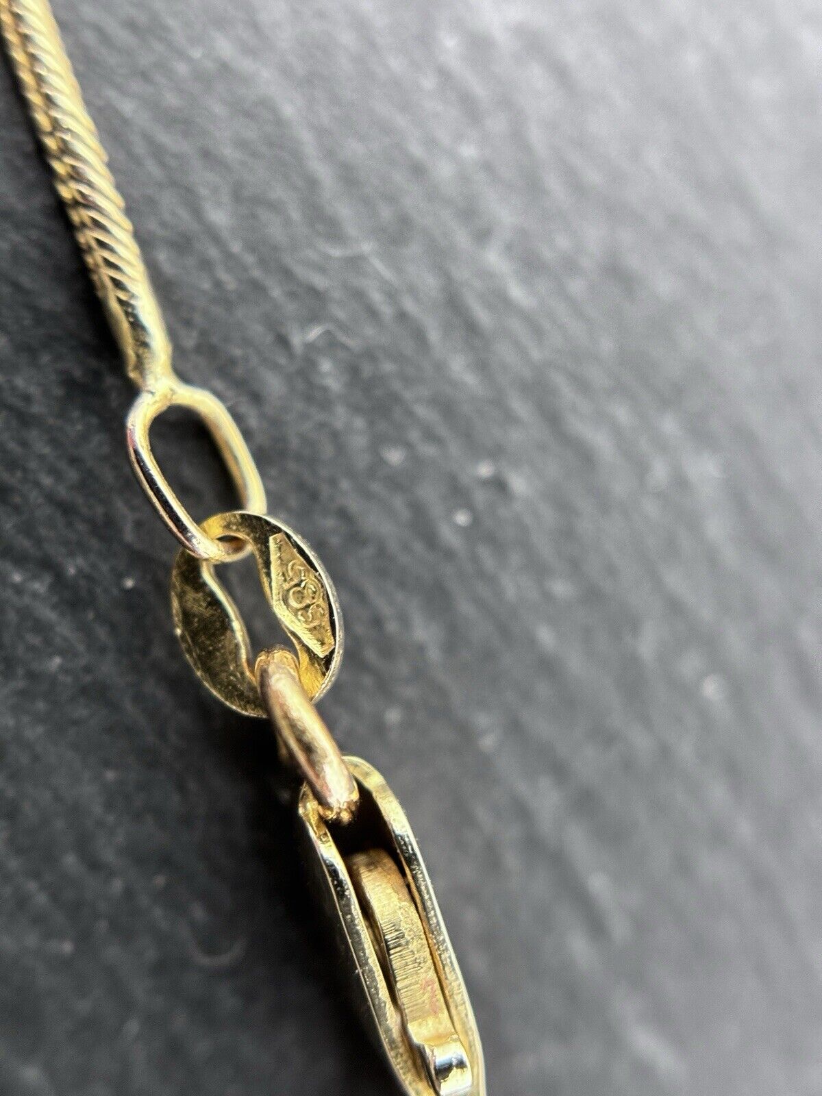 Gelbgold Kette Schlangenkette 44cm 1mm 14K/585 massiv glänzend