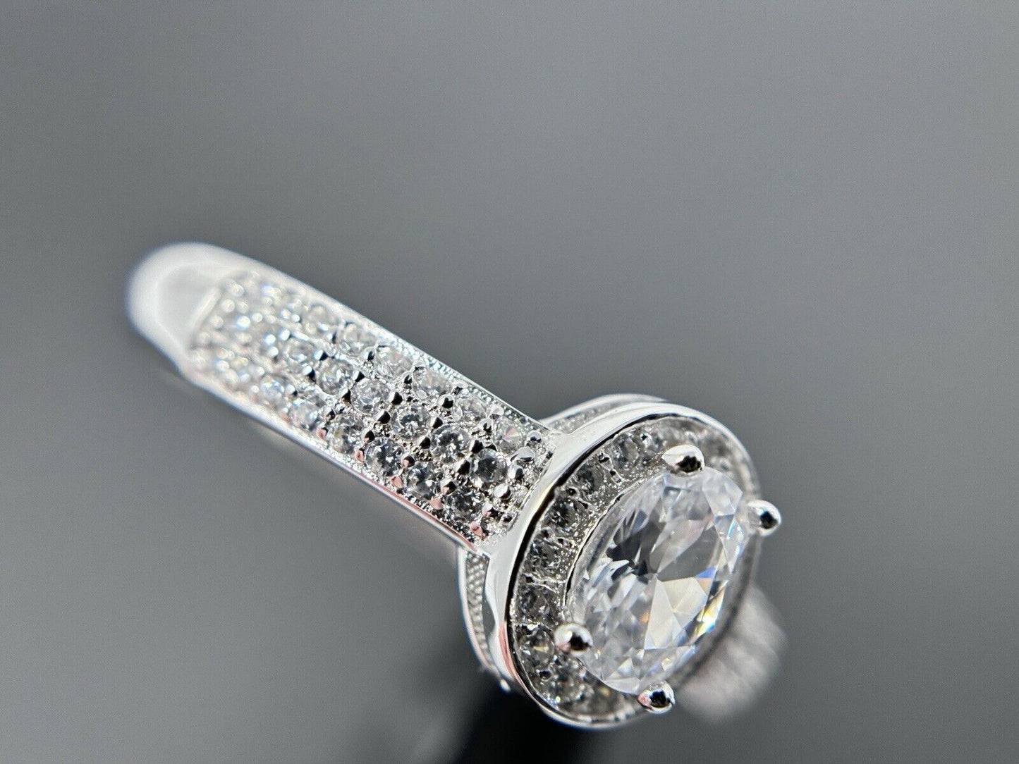 Silber Ring Oval Silber 925er Entourage Halo Kanal