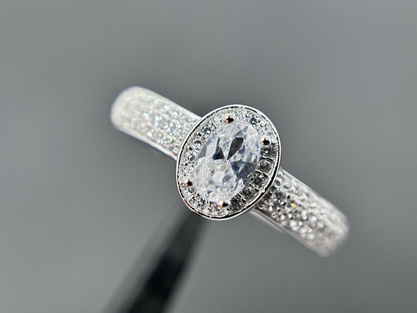 Silber Ring Oval Silber 925er Entourage Halo Kanal