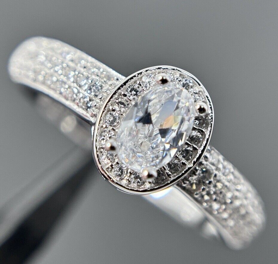 Silber Ring Oval Silber 925er Entourage Halo Kanal