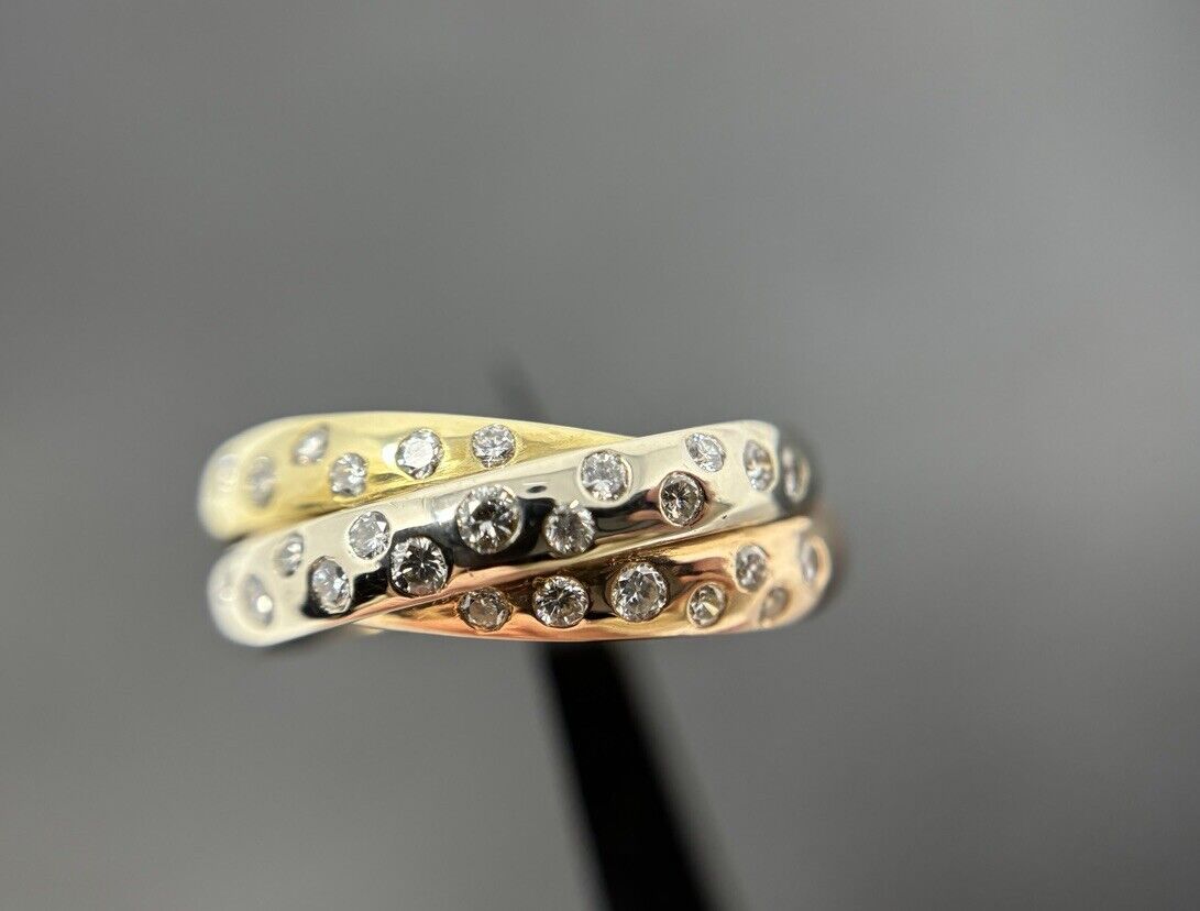 Gold Ring Trinity 26 Diamanten Ca.0,45ct Brillanten 14K/585 7mm Gr.56 N83