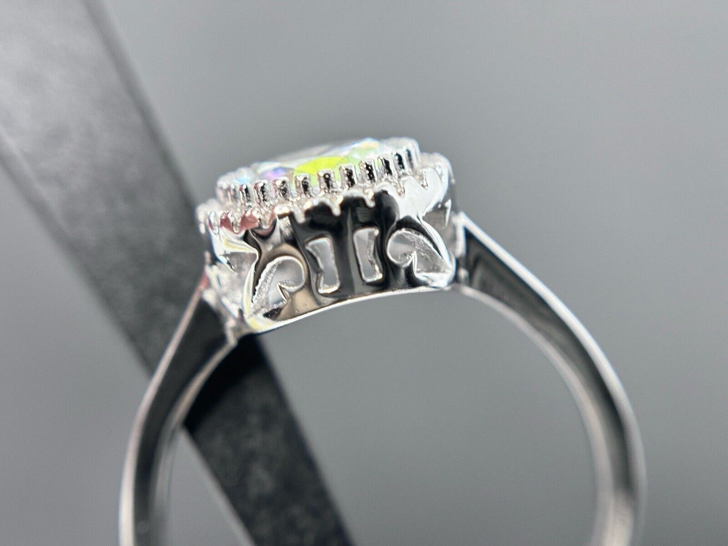 Ring Brillantschliff Silber 925er Entourage Spektralfarben