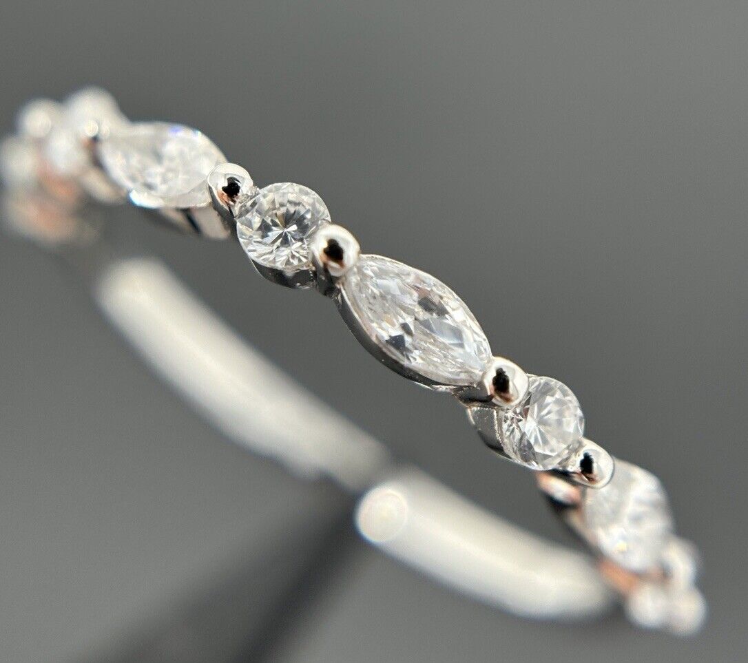Silberring 925er Navetteschliff Weiß Memory Ring Zirkonia