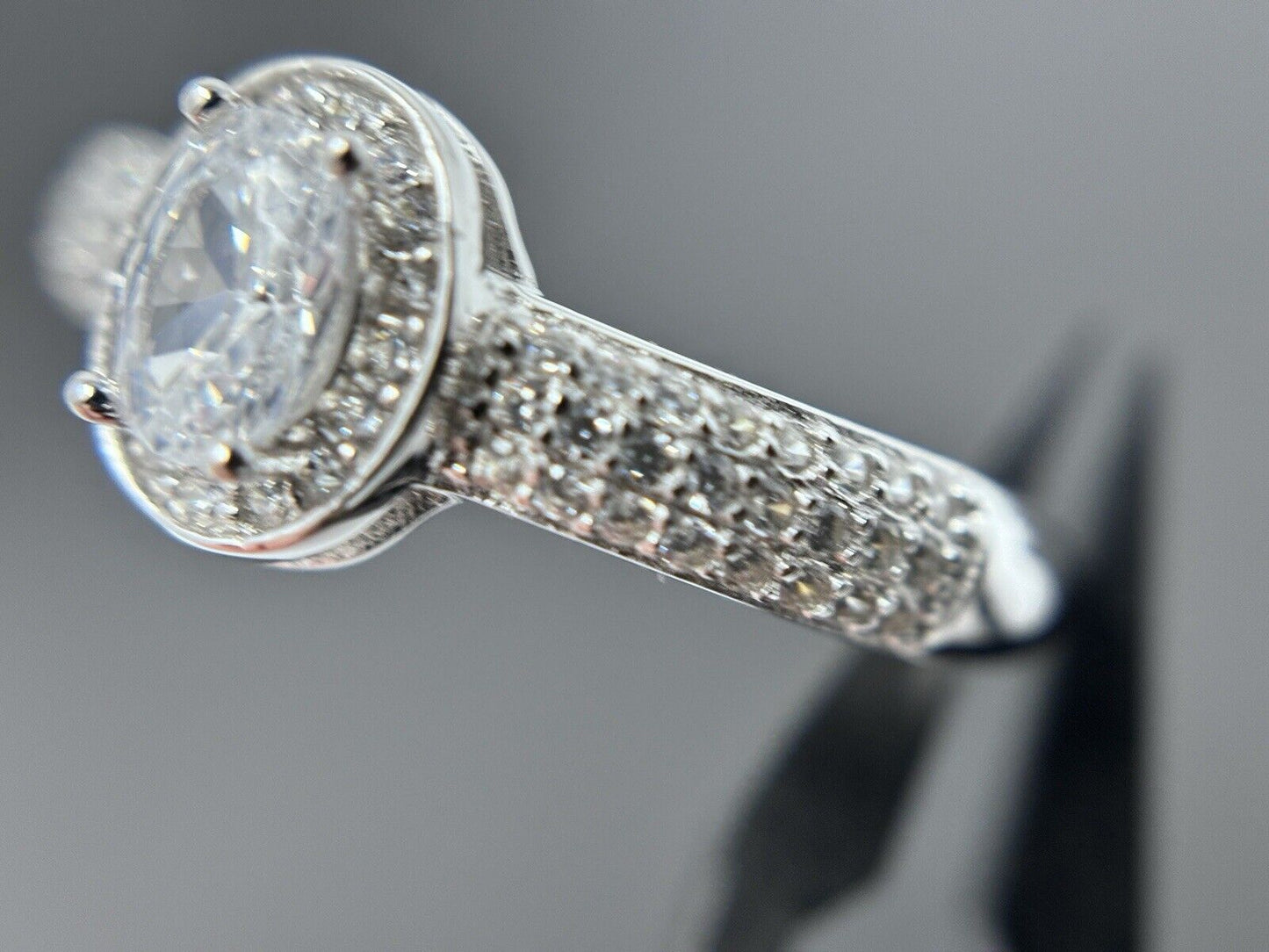 Silber Ring Oval Silber 925er Entourage Halo Kanal