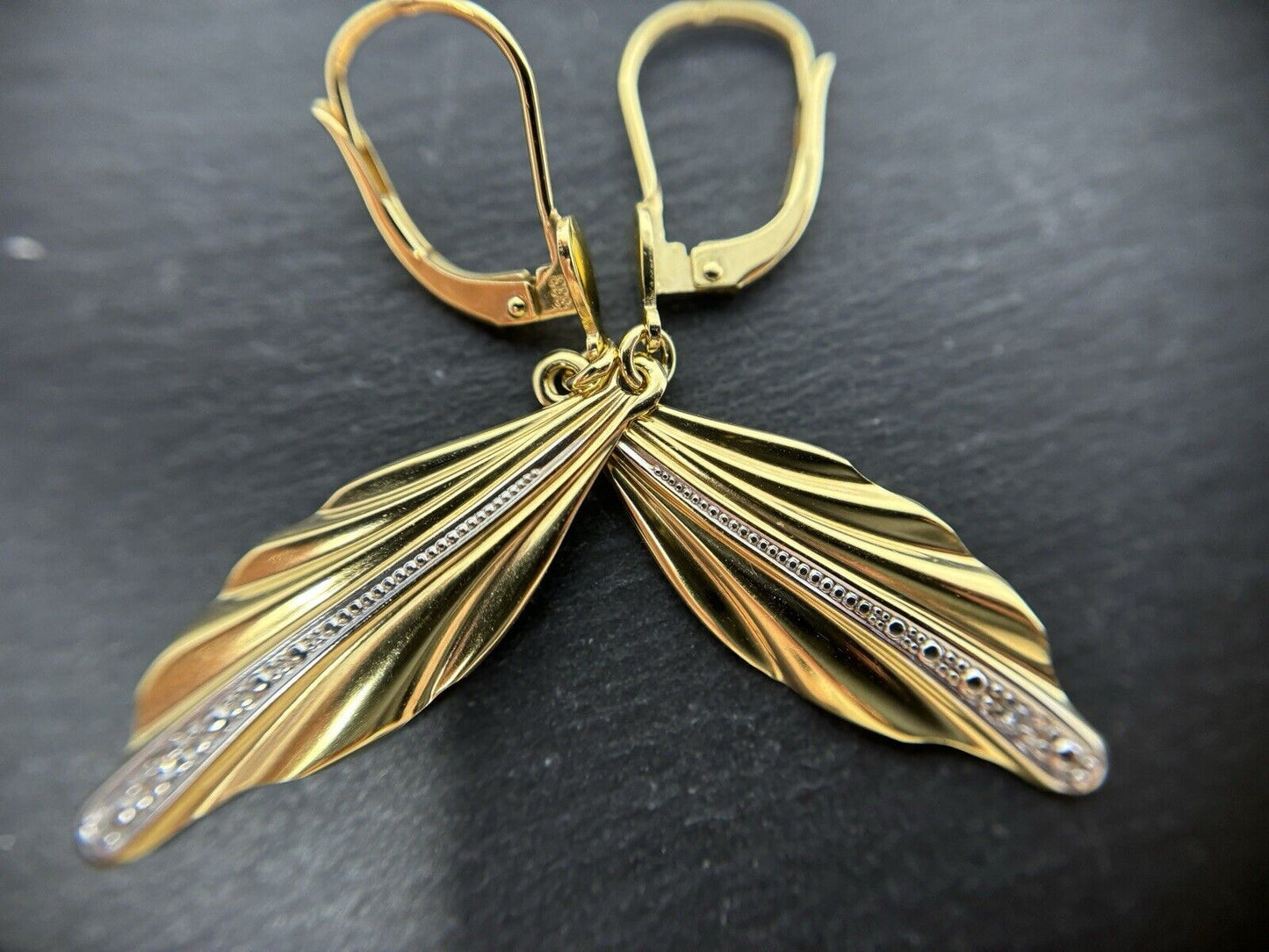 Ohrhänger Diamanten Vintage Perlierung Blätter Verziert 8K/333 No.U60 verkauft