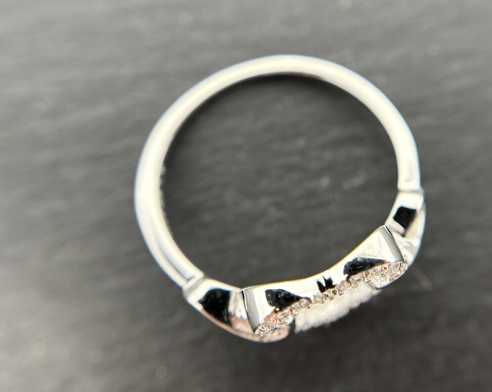 Silberring 925er Herzring Brillantschliff Weiß rhodiniert polierter Finish