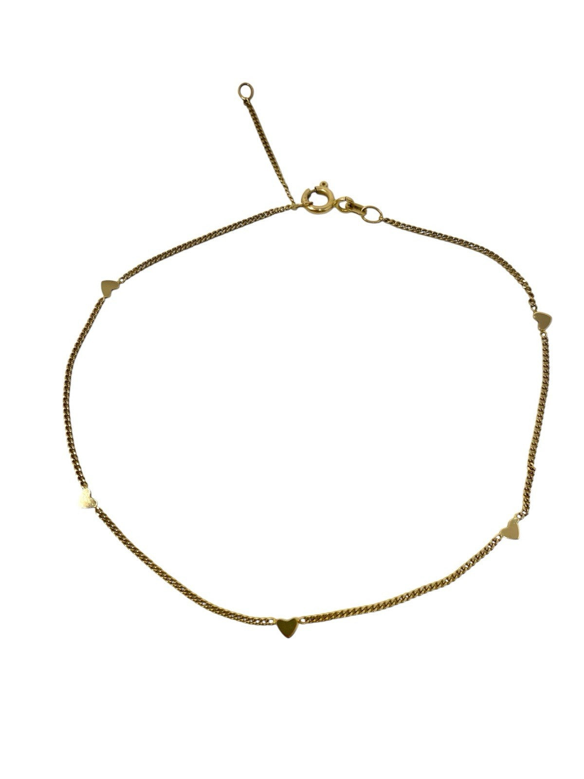 Panzerarmband 585, 14 Karat Gelbgold mit Herzelementen 23/26cm