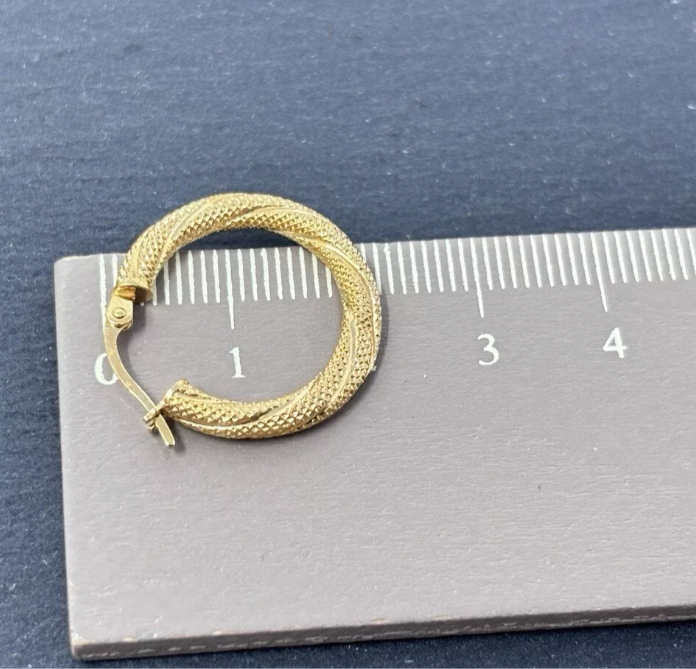 Gelbgold Creolen Ohrringe Edel mit Muster 9K/375 2cm Fein verkauft