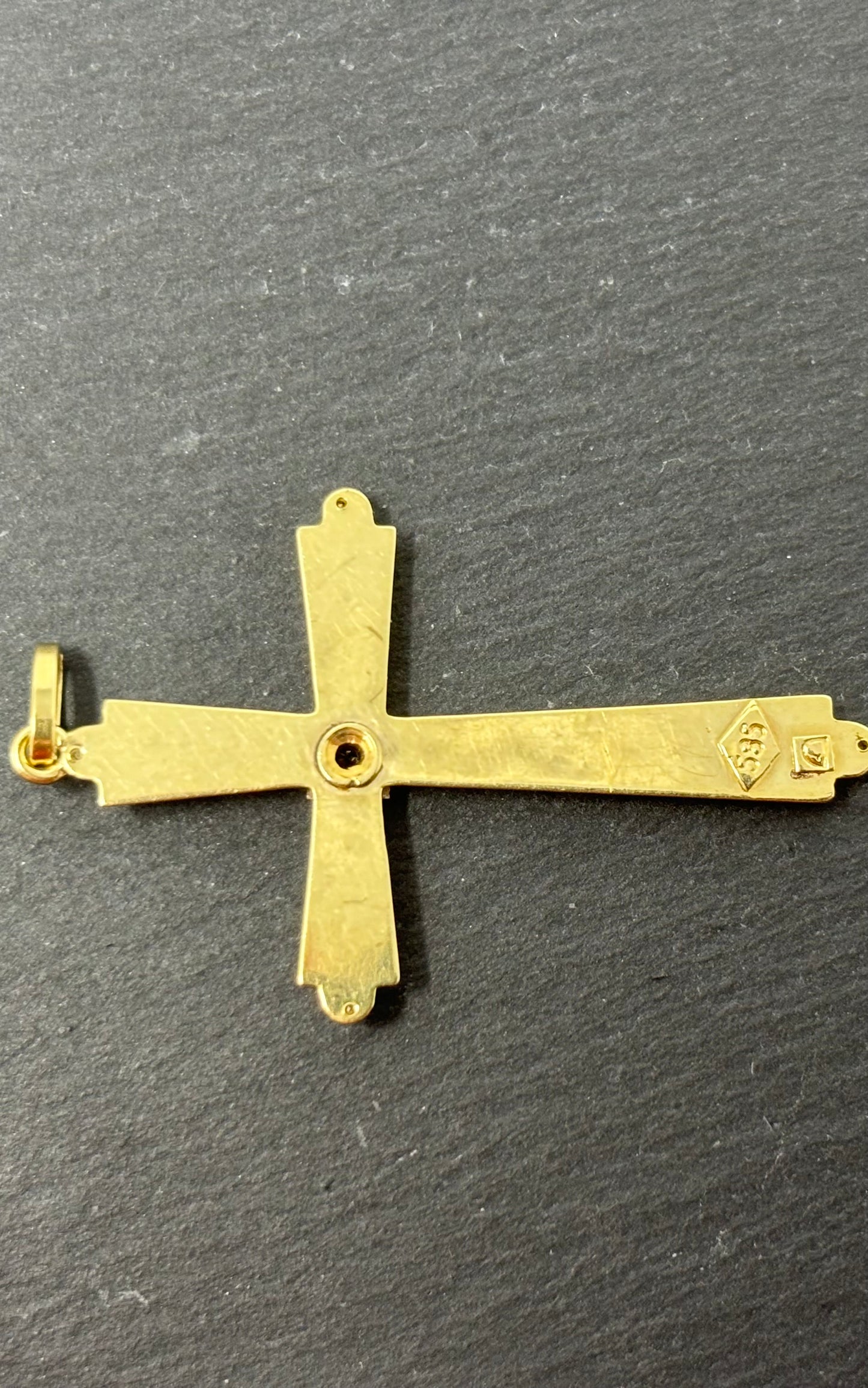 Verkauft! Goldkreuz Goldanhänger Vintage mit Diamant 14K/585 3cm No.115