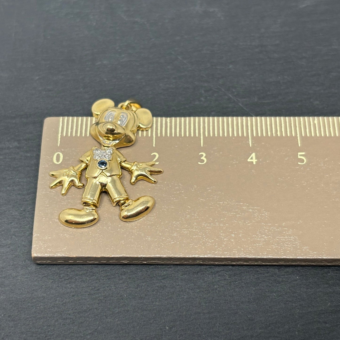 Verkauft! Gold Anhänger Micky Maus Disney beweglich Diamanten und Saphir 14K/585