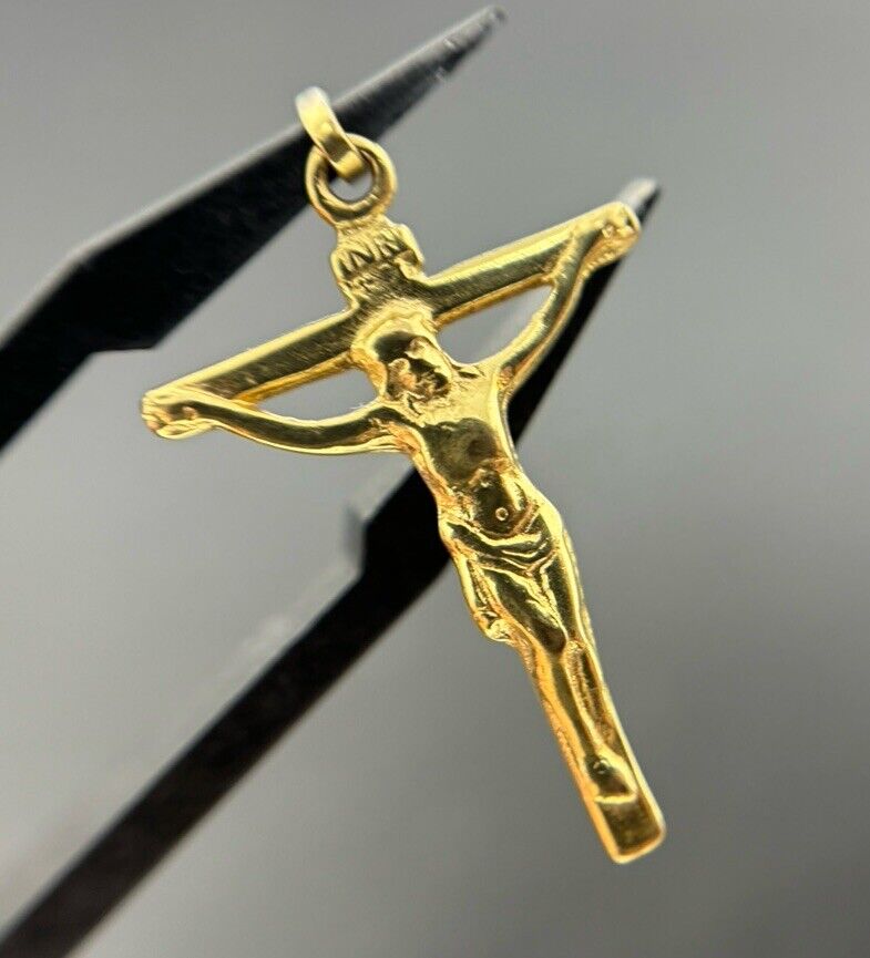 Gold Kreuz 8K/333 Jesus Ikone Gelbgold Anhänger 2cm No.18