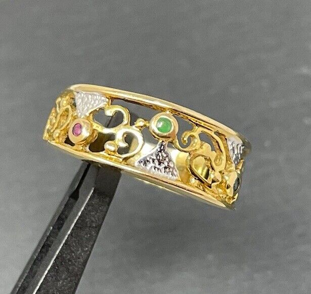 Gold Ring 8K/333 Gelbgold Rubin/Saphir/Smaragd Vintage 8mm Gr.59,5 No.64.2 verkauft