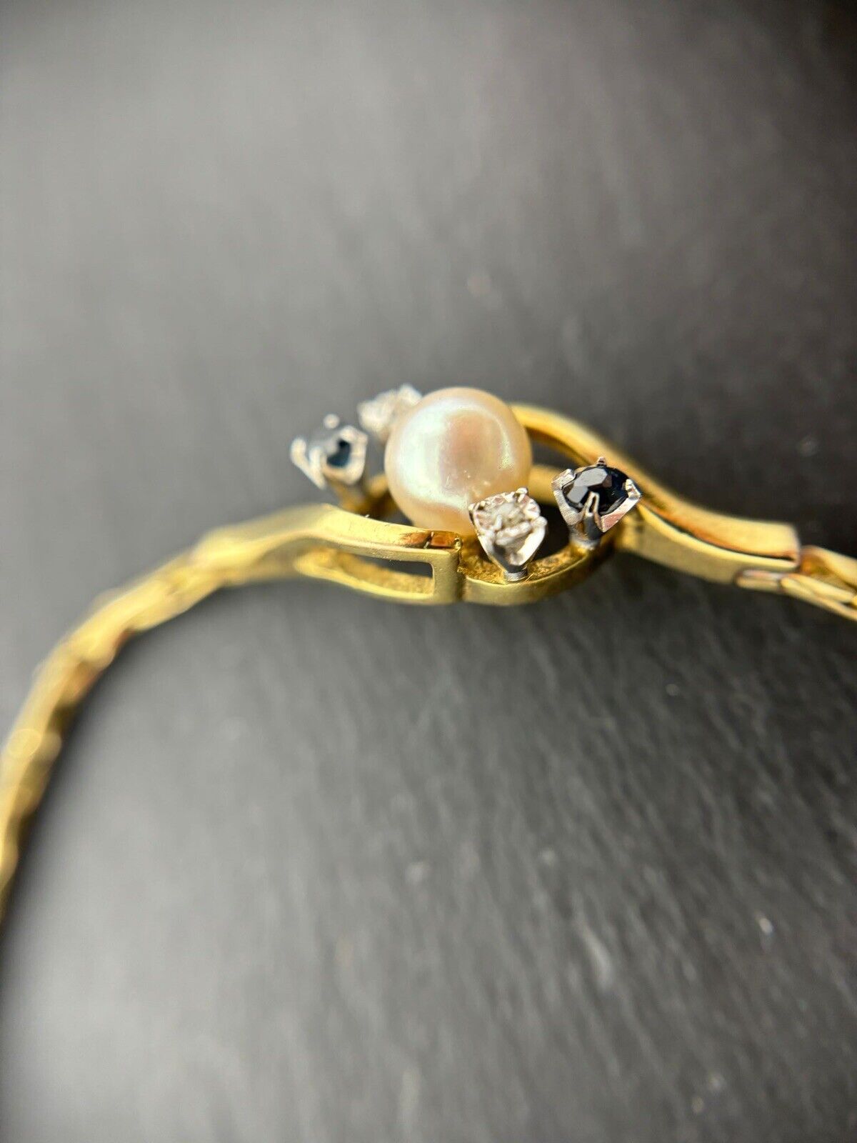 Armband Gelbgold Diamanten/Saphire Südseeperle 8K/333  19cm