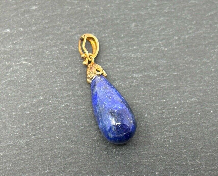 Gold Anhänger Lapislazuli Tropfen 8K/333 Gelbgold Dunkelblau Edelstein No.U71