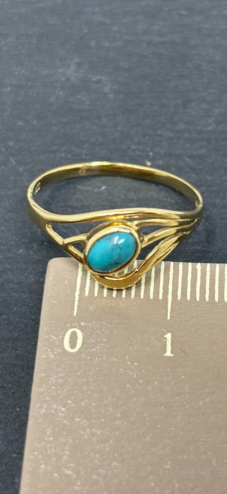 Goldring Gelbgold Türkis Stein Oval 8K/333 Gr.55 No.108