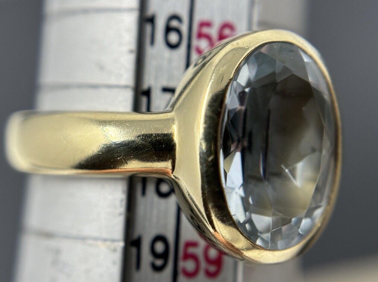 Goldring mit Aquamarin ca. 4,5ct 12x9,5mm Eisblau 14K/585 Gr.57,5 No.U81