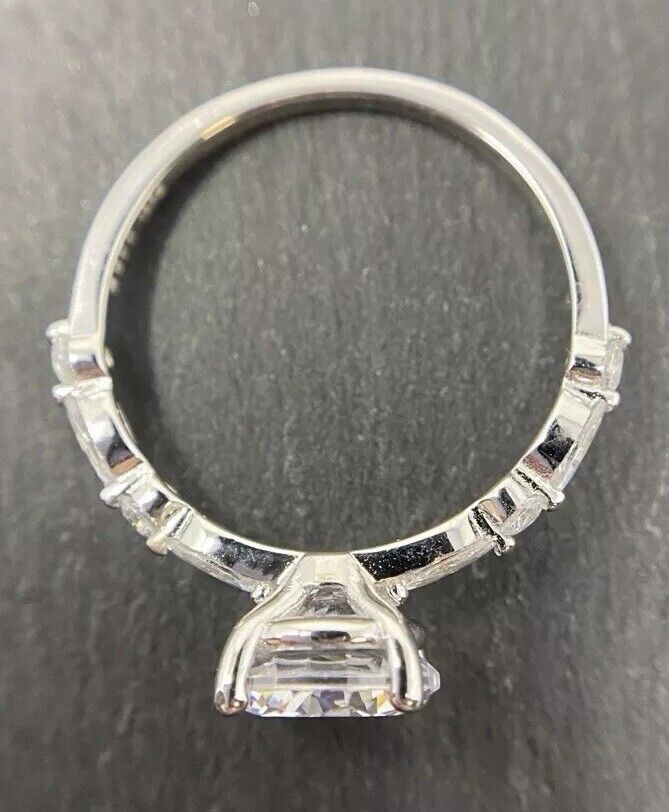 Silberring 925er Rhodiniert Brillantschliff Solitärring polierter Finish