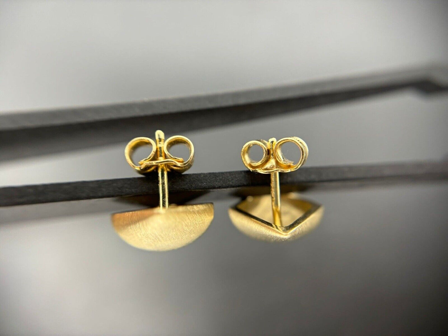 Ohrringe Ohrstecker Gold 14K/585 goldene Raute 1,5cm matt gebürstet No.U