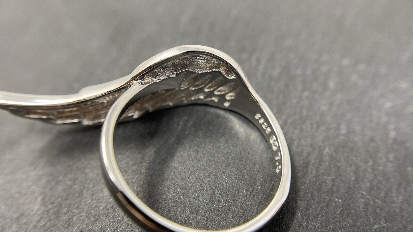 Silberring 925er Engelsflügel Rhodiniert polierter Finish