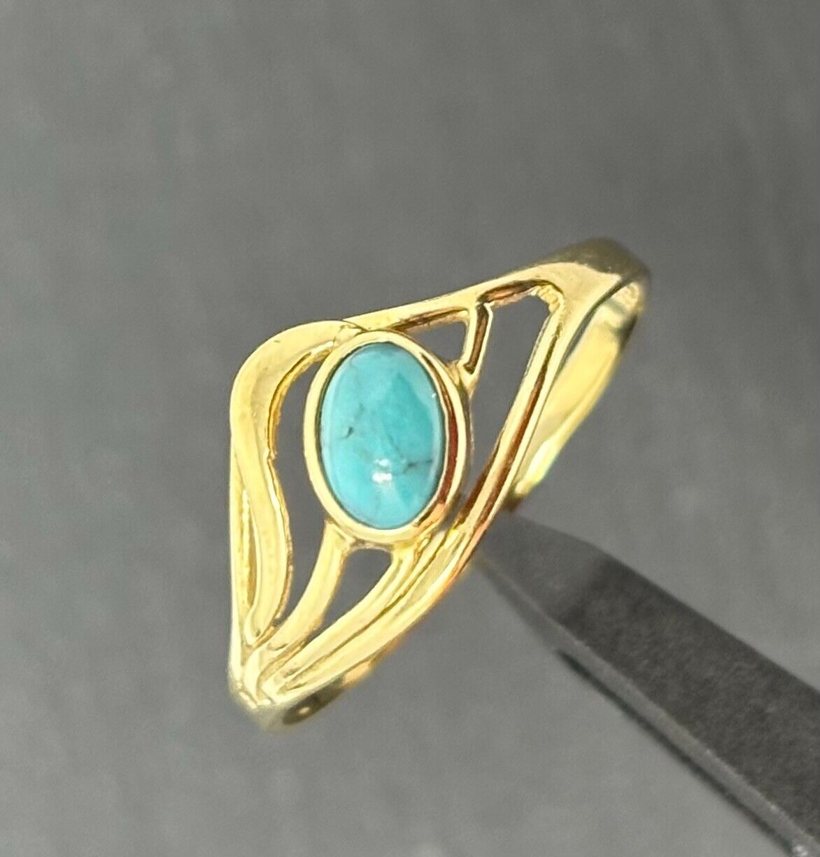 Goldring Gelbgold Türkis Stein Oval 8K/333 Gr.55 No.108