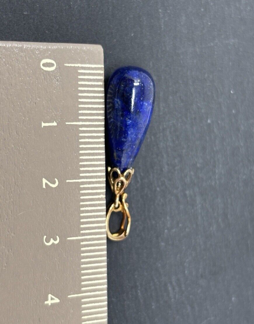 Gold Anhänger Lapislazuli Tropfen 8K/333 Gelbgold Dunkelblau Edelstein No.U71