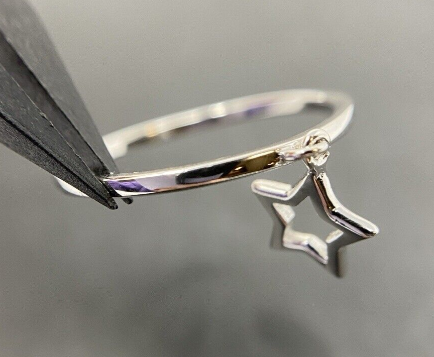 Silberring 925er rhodiniert glänzend polierter Finish mit Stern