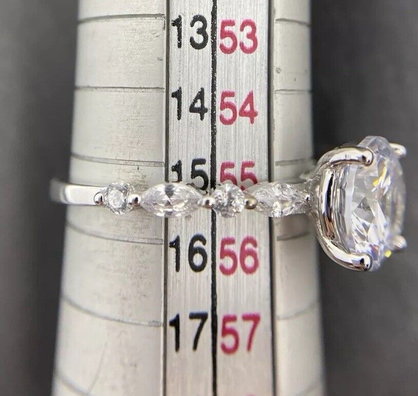 Silberring 925er Rhodiniert Brillantschliff Solitärring polierter Finish