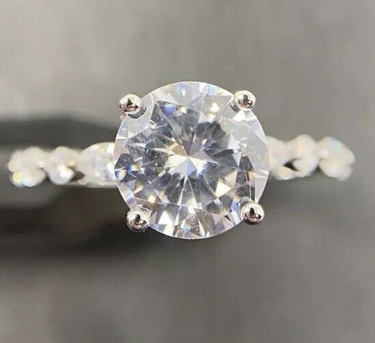 Silberring 925er Rhodiniert Brillantschliff Solitärring polierter Finish