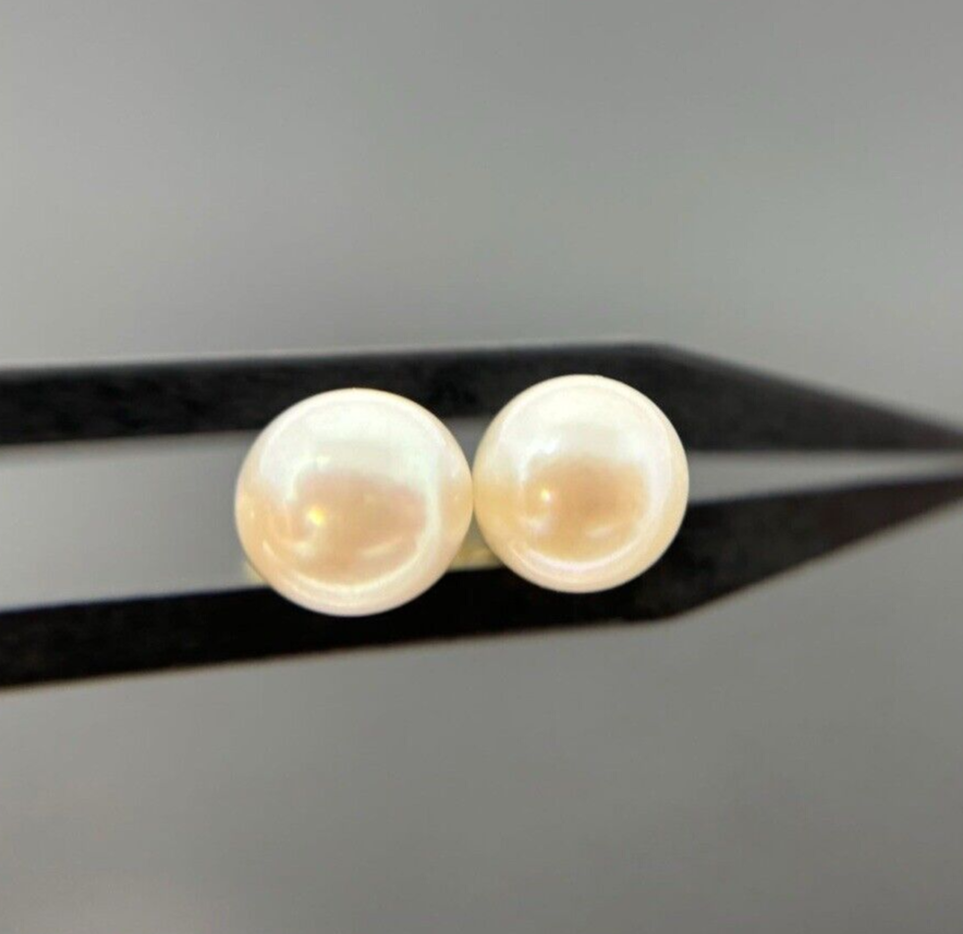 Ohrringe Ohrstecker Gold Damen 14K/585 Perlen No.U